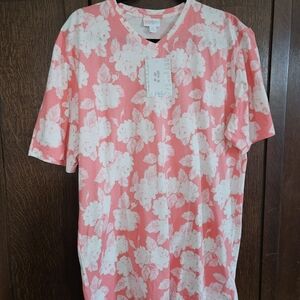 New nwt lularoe Devin shirt top xl floral pink